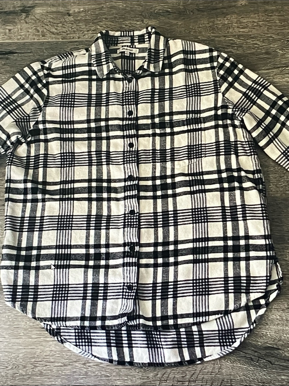 Madewell Black and White Plaid Button-Up Shirt